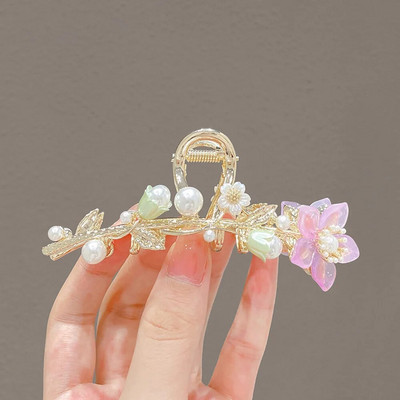 Υπέροχα καλύμματα κεφαλής Bell Orchid Hair Claws για Γυναίκες Κορίτσια Μοντέρνα αλογοουρά Κλιπ με νύχια στολίδι Αξεσουάρ μαλλιών Heawear Tiara