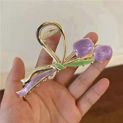 Υπέροχα καλύμματα κεφαλής Bell Orchid Hair Claws για Γυναίκες Κορίτσια Μοντέρνα αλογοουρά Κλιπ με νύχια στολίδι Αξεσουάρ μαλλιών Heawear Tiara