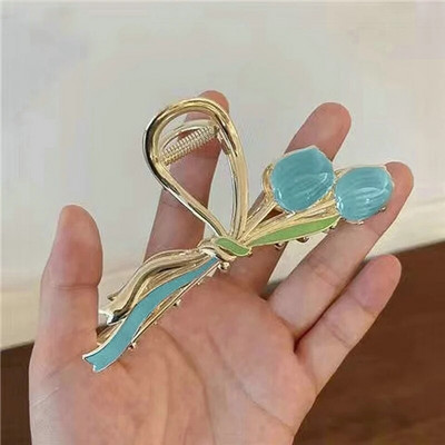 Υπέροχα καλύμματα κεφαλής Bell Orchid Hair Claws για Γυναίκες Κορίτσια Μοντέρνα αλογοουρά Κλιπ με νύχια στολίδι Αξεσουάρ μαλλιών Heawear Tiara