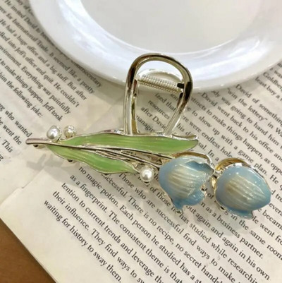 Υπέροχα καλύμματα κεφαλής Bell Orchid Hair Claws για Γυναίκες Κορίτσια Μοντέρνα αλογοουρά Κλιπ με νύχια στολίδι Αξεσουάρ μαλλιών Heawear Tiara