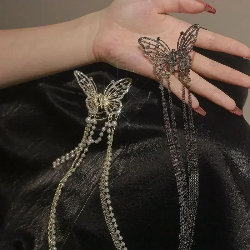 Haizivju krabju saspraudes meitenēm Matu sprādzes Matu Aksesuāri Korejiešu Sieviešu kristāla Vienkārša matu sprādze ar vclaw Butterfly Pearl Pušķu matu sprādze