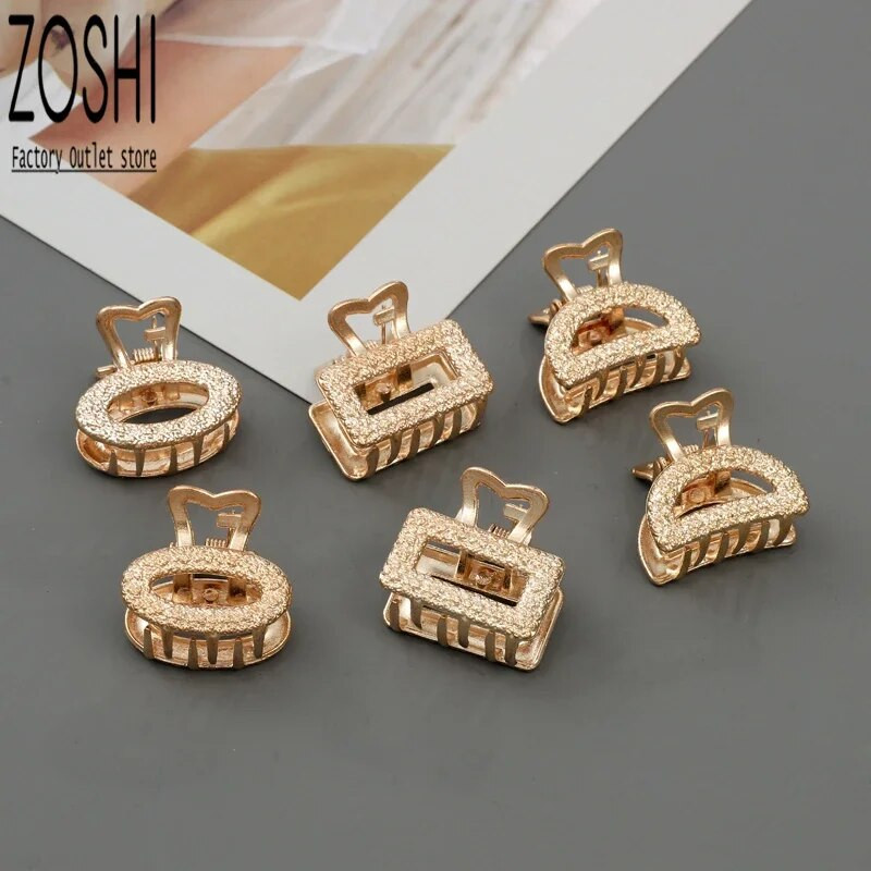 Jauna mode, izsmalcināta, maza ģeometriska matu spīle sievietēm, meitenēm, skavas Matu krabis Metāla matu sprādzes Aksesuāri Galvassegas zelta krāsā