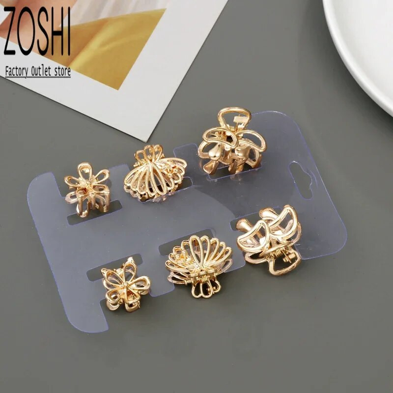 Jauna mode, izsmalcināta, maza ģeometriska matu spīle sievietēm, meitenēm, skavas Matu krabis Metāla matu sprādzes Aksesuāri Galvassegas zelta krāsā