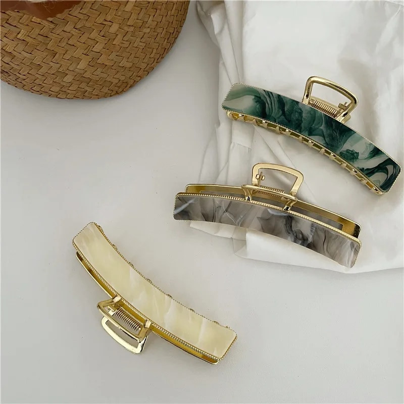 Bilandi New Korea Acetate ģeometriski kvadrātveida haizivju matu sprādzes galvassegu aksesuāri sievietēm, meiteņu matu spīles