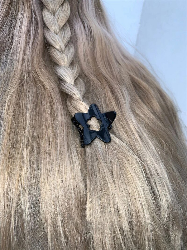 Black Pentagram Star Hollow Flower Hair Clip Sievietēm Sweet Trend Estētika Mini Matu Spīles Harajuku Y2k Matu Aksesuāri Dāvana