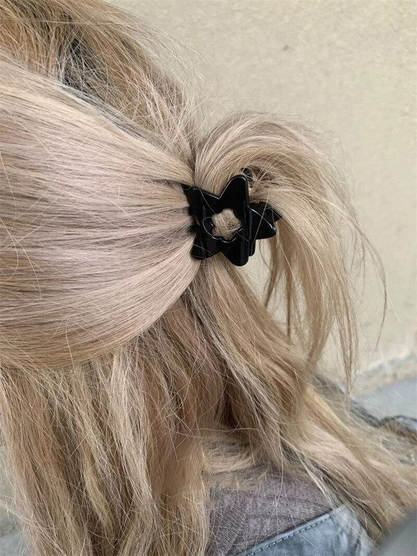 Black Pentagram Star Hollow Flower Hair Clip Sievietēm Sweet Trend Estētika Mini Matu Spīles Harajuku Y2k Matu Aksesuāri Dāvana