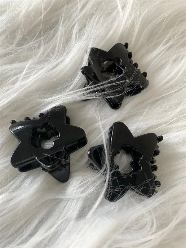Black Pentagram Star Hollow Flower Hair Clip Sievietēm Sweet Trend Estētika Mini Matu Spīles Harajuku Y2k Matu Aksesuāri Dāvana