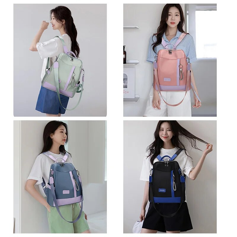 Jauna ūdensnecaurlaidīga sieviešu mugursoma soma neilona pretaizdzīšanas mugursoma viegla plecu soma kabrioleta sieviešu modes ikdienas ikdienas soma