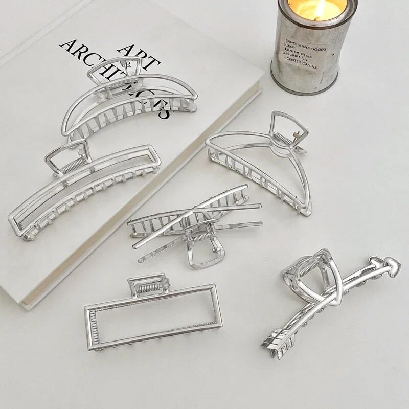 Sieviete Sudraba Krāsa Metāla krabju matu sprādzes Sievietēm Moderni Matu Spīļstieņi Galvassegas Matadatas Modes Matu Aksesuāri Galvassegas