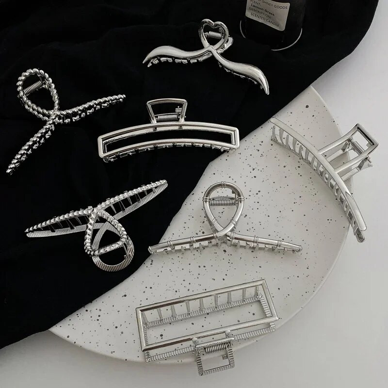 Sieviete Sudraba Krāsa Metāla krabju matu sprādzes Sievietēm Moderni Matu Spīļstieņi Galvassegas Matadatas Modes Matu Aksesuāri Galvassegas