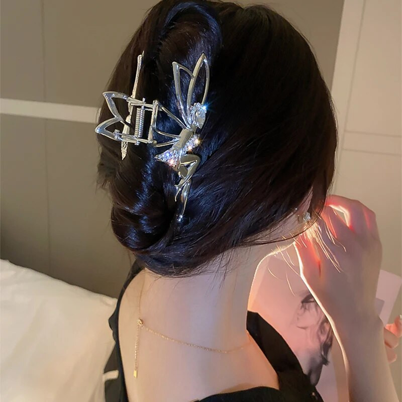 Rhinestone matu sprādzes Elf Angel Claw Clip matu aksesuāri sievietēm Luksusa dizaineru matu rotaslietas rotājumi Dropshipping