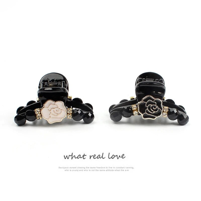 Emalja, kamēlijas matu sprādze Luksusa Rhinestone, ziedu matu spīles sievietēm, meiteņu galvassegas, ballīšu aksesuāri korejiešu Z059