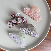Muweordy Rhinestone Flower Hair Claws Acetate Claw Clip Πολύχρωμα γλυκά κλιπ για τα μαλλιά Δημοφιλή τσιμπήματα μαλλιών Γυναικεία αξεσουάρ μαλλιών