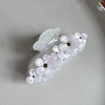 Muweordy Rhinestone Flower Hair Claws Acetate Claw Clip Πολύχρωμα γλυκά κλιπ για τα μαλλιά Δημοφιλή τσιμπήματα μαλλιών Γυναικεία αξεσουάρ μαλλιών