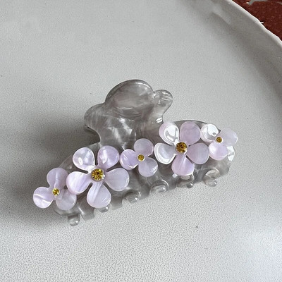 Muweordy Rhinestone Flower Hair Claws Acetate Claw Clip Πολύχρωμα γλυκά κλιπ για τα μαλλιά Δημοφιλή τσιμπήματα μαλλιών Γυναικεία αξεσουάρ μαλλιών