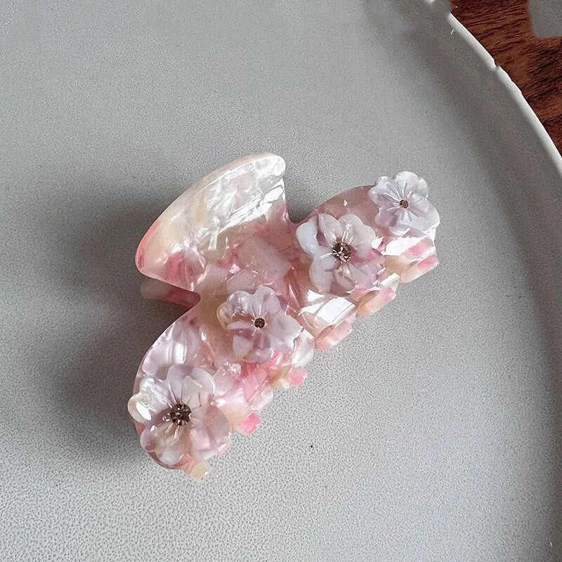 Muweordy Rhinestone Flower matu spīles Acetāta spīļu saspraudes Krāsainas, saldas matu sprādzes Populāri matu fiksatori Sieviešu matu aksesuāri