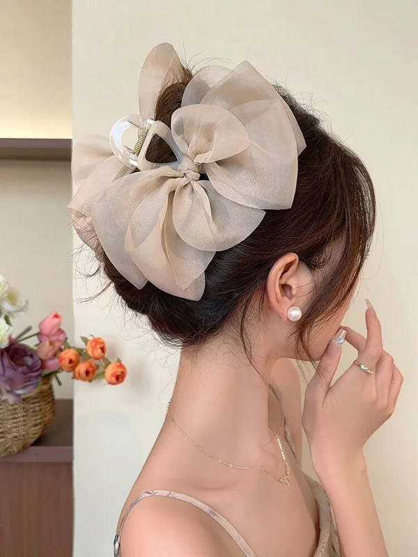 Jauna liela auduma liela loka satveramā skava Retro zirgastes pinuma spīle Moderna, mīļa meitene matu sprādze Smalki matu aksesuāri