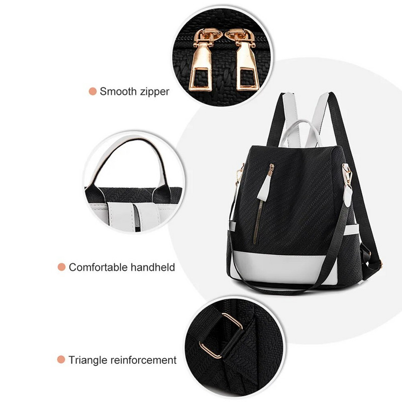 Sieviešu retro mugursoma, liela ietilpība pretaizdzīšanas mugursoma ar vairākām kabatām PU ādas sieviešu darba āra soma