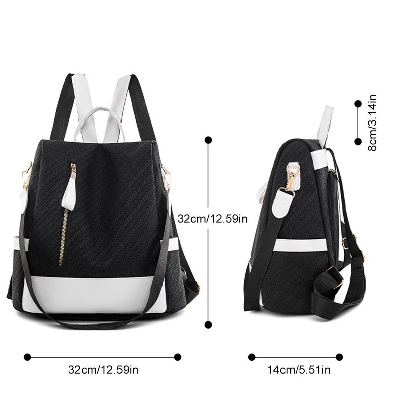 Sieviešu retro mugursoma, liela ietilpība pretaizdzīšanas mugursoma ar vairākām kabatām PU ādas sieviešu darba āra soma