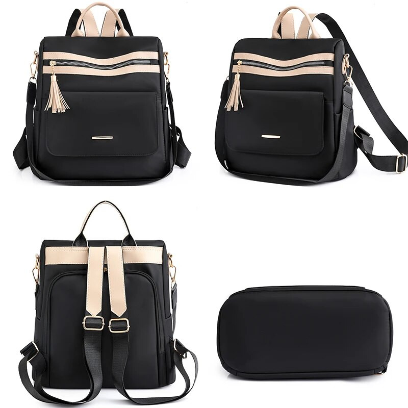 Sieviešu neilona mugursoma Lielas ietilpības pretaizdzīšanas mugursomas Daudzfunkcionāla atpūtas ceļojumu mugursoma jauniešu dizaina studentu somas