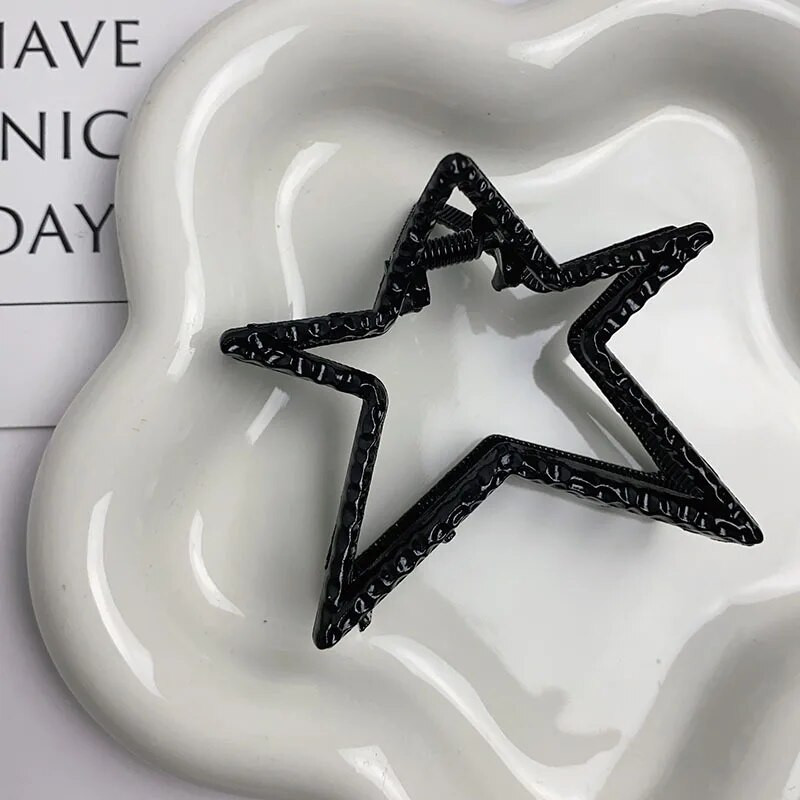 2023. gada Y2K zvaigzne — matu sprādzes — Sieviešu zelta metāla matu sprādzes, meitenes sirds matu sprādzes.