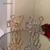 1PC Bear Cute Hair Claw Clips Σφιγκτήρες Πολύχρωμο Bear Animal Hollow Metal Hair Crab Cross Hair Clips Αξεσουάρ για κεφαλές φουρκέτας