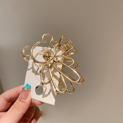 1PC Bear Cute Hair Claw Clips Σφιγκτήρες Πολύχρωμο Bear Animal Hollow Metal Hair Crab Cross Hair Clips Αξεσουάρ για κεφαλές φουρκέτας