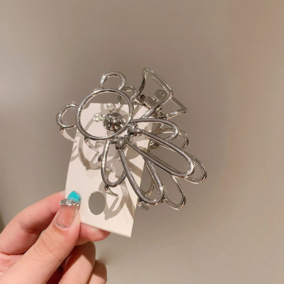 1PC Bear Cute Hair Claw Clips Σφιγκτήρες Πολύχρωμο Bear Animal Hollow Metal Hair Crab Cross Hair Clips Αξεσουάρ για κεφαλές φουρκέτας