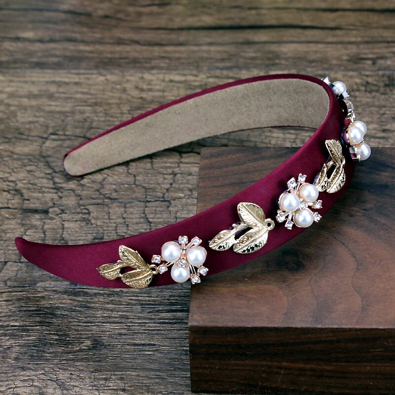 spīdīgi kristāla un pērļu meiteņu matu lentes zelta krāsas lapu galvassegas sievietēm modernas matu rotaslietas