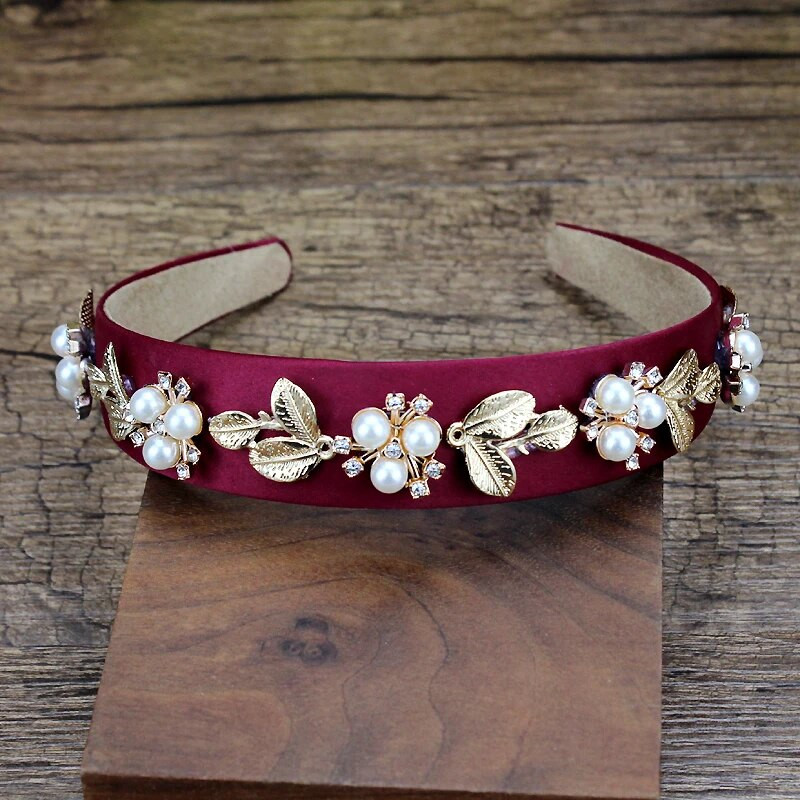 spīdīgi kristāla un pērļu meiteņu matu lentes zelta krāsas lapu galvassegas sievietēm modernas matu rotaslietas