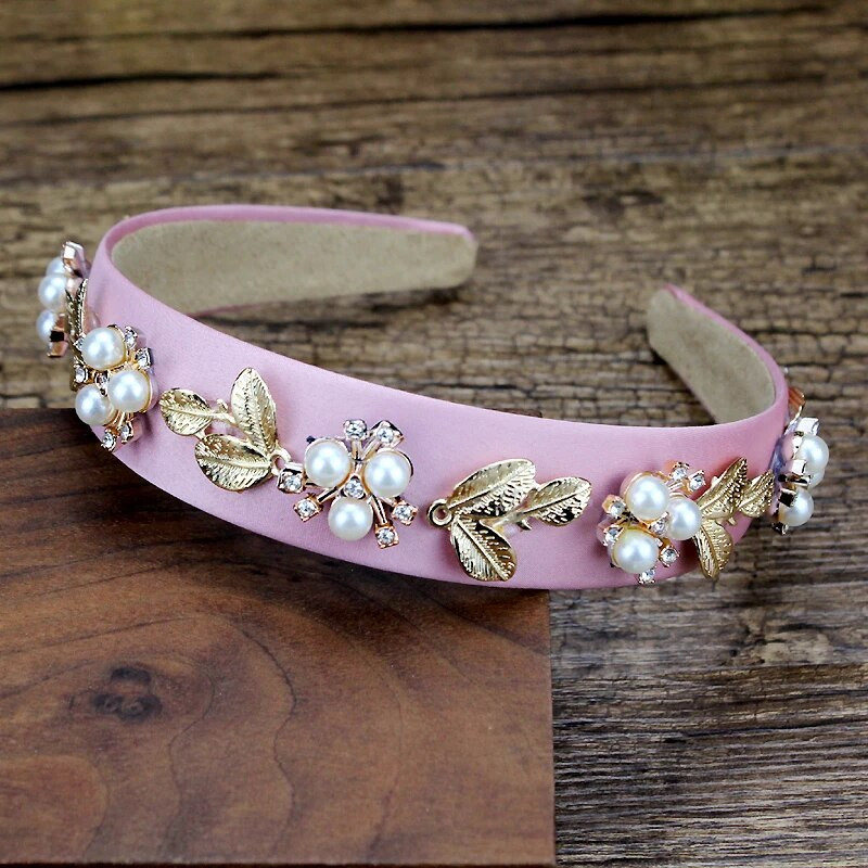 spīdīgi kristāla un pērļu meiteņu matu lentes zelta krāsas lapu galvassegas sievietēm modernas matu rotaslietas