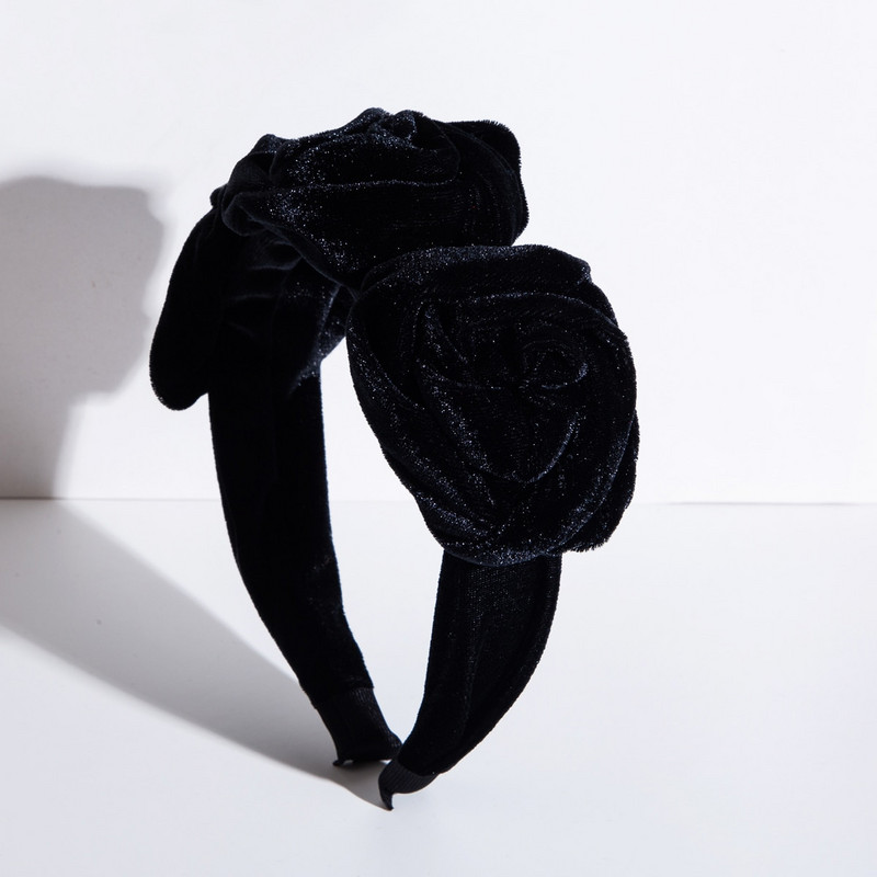 Korejas versijas daudzslāņu zelta samta ziedu matu stīpa modernai sieviešu temperamenta un augstākās klases galvas saitei