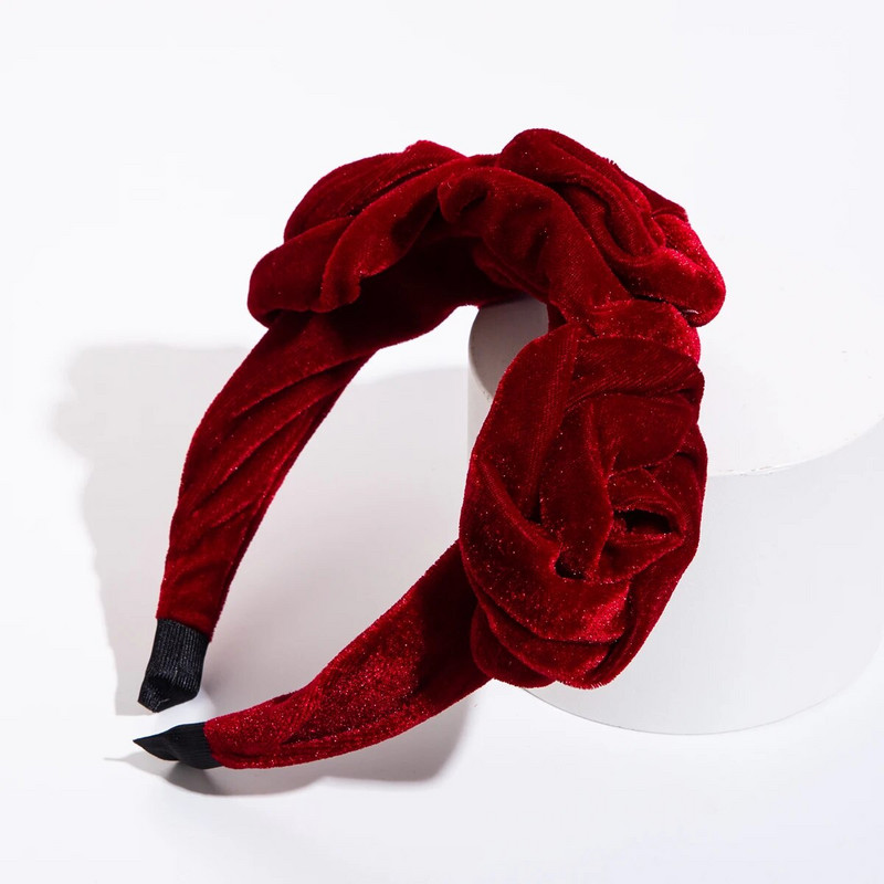 Korejas versijas daudzslāņu zelta samta ziedu matu stīpa modernai sieviešu temperamenta un augstākās klases galvas saitei