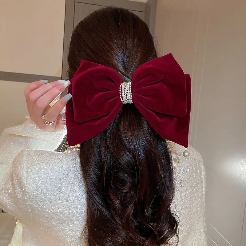 Moderni salda samta daudzslāņu liela loka matu sprādzes sievietēm Luksusa pērļu matu sprādzes Galvassegas Meiteņu matu aksesuāri Dāvanas