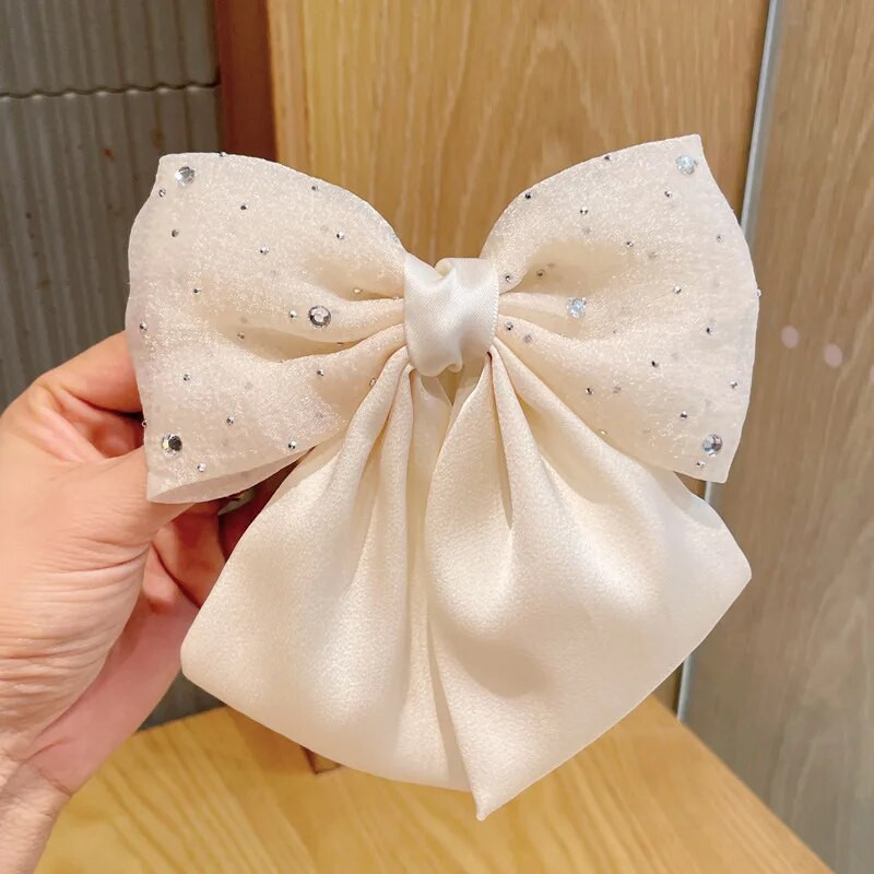 Korejiešu modes Rhinestone Bow matu sprādzes Sweet Hair Aksesuāri Sieviešu Zirgastes Saspraudes galvassegu matu aksesuāri sievietēm