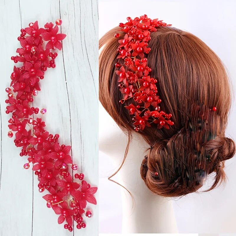 Pērļu kristāla ziedu galvas lente matu lente Tiāra sievietēm