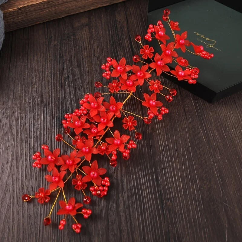 Pērļu kristāla ziedu galvas lente matu lente Tiāra sievietēm