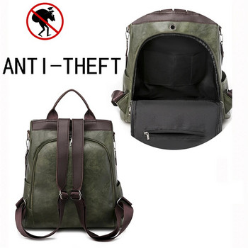 3 в 1 ретро раница Дамски ученически чанти от PU кожа за тийнейджърки Дамски чанти за през рамо против кражба Проста раница за пътуване