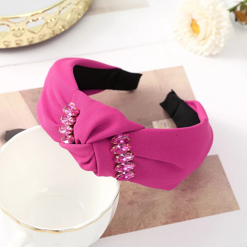 Black Rose Red Matu lentes Meitenes Sievietēm Modes Galvassiksnas Matu Stīpas Platas Rhinestone Design Matu lentes Galvas lentes Matu Aksesuāri