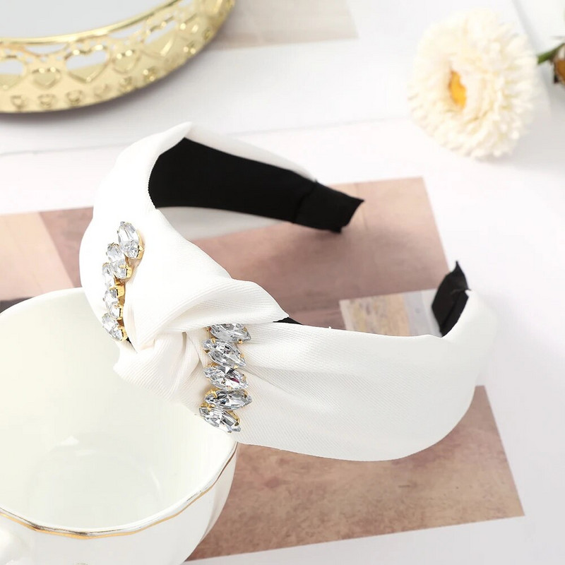 Black Rose Red Matu lentes Meitenes Sievietēm Modes Galvassiksnas Matu Stīpas Platas Rhinestone Design Matu lentes Galvas lentes Matu Aksesuāri