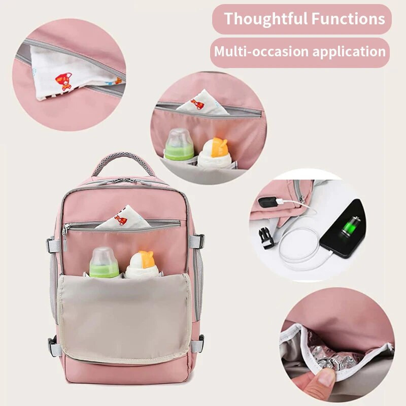 2023. gada sieviešu ceļojumu mugursoma, liela, ūdensnecaurlaidīga pretaizdzīšanas, stilīga ikdienas soma ar bagāžas siksnu, USB uzlādes porta mugursoma