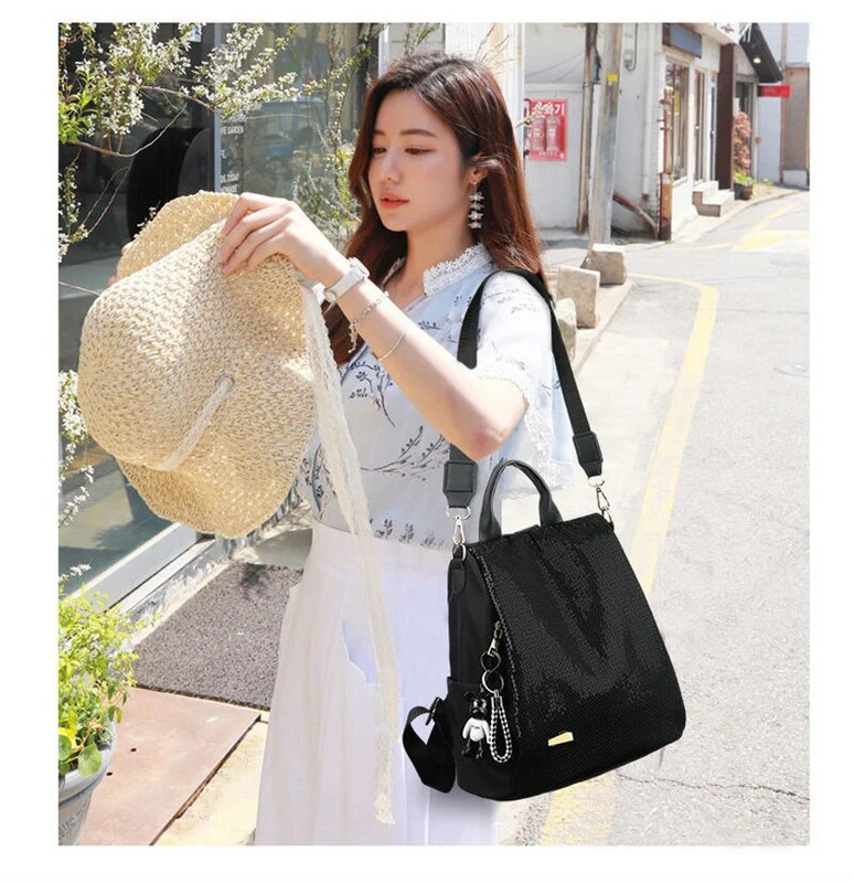 Sieviešu mugursoma ar vizuļiem, liela ietilpība sievietēm, rāvējslēdzējs, modes gadījuma ceļošana, pretaizdzīšanas tālruņa maisiņš, mugursoma, mugursoma