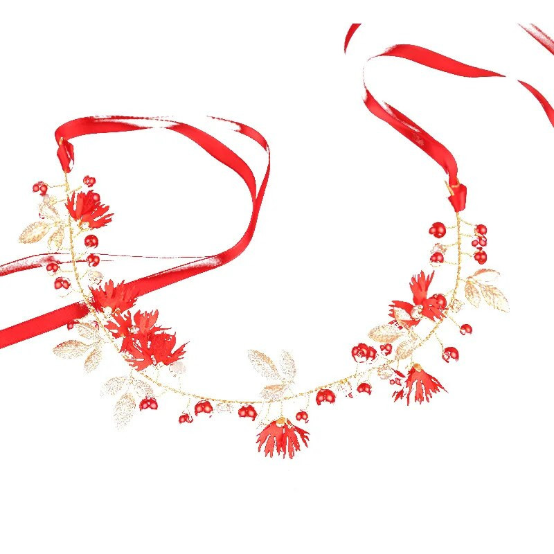 Eleganta līgavu galvas saite ar pērļu ziedu imitāciju līgavu matu lentes kroņa galvassegas kāzu matu aksesuāri līgavu tiāras rotaslietas