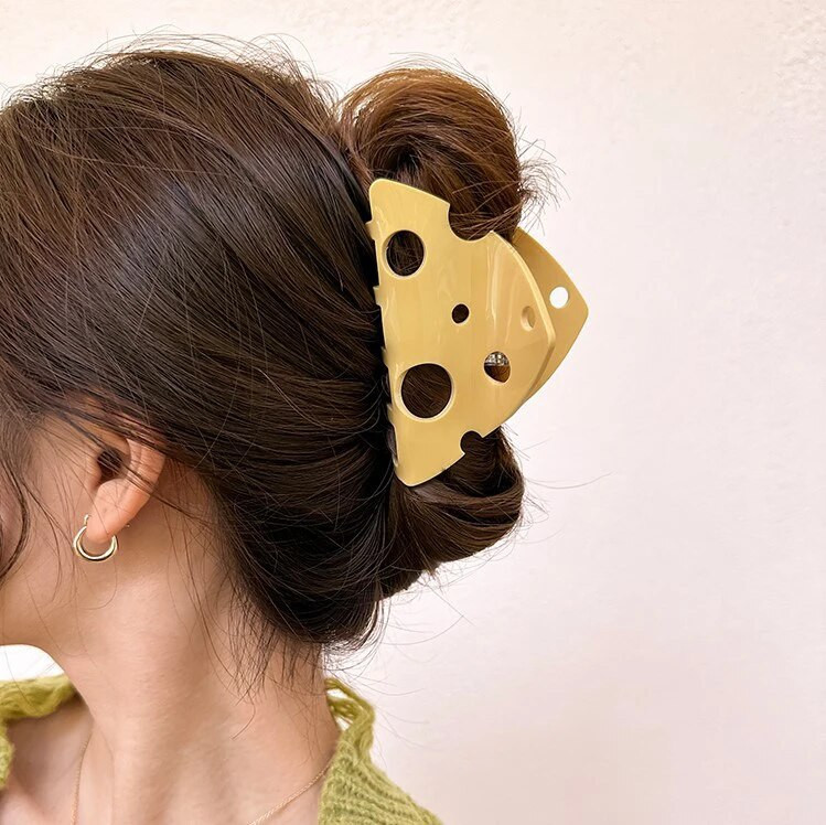 Dzeltenas dobas siera trīsstūra formas akrila plastmasas matu sprādzes nags sievietēm, meitenēm, modernas, matu aksesuāri, rīks 2023. g.