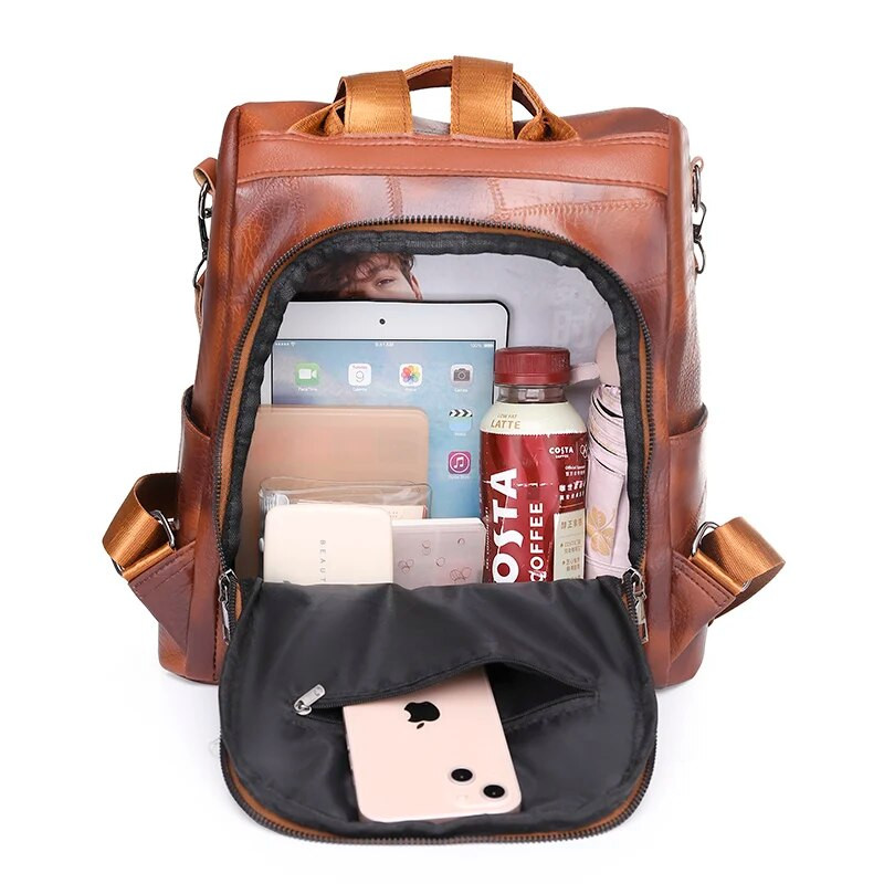 Sieviešu mugursoma Modes skolas soma meitenēm Augstas kvalitātes brīvā laika plecu soma Sac A Dos Vintage sieviešu ādas soma