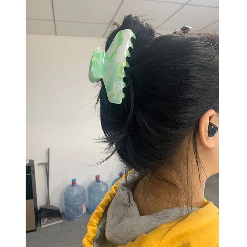 Zebra matu sprādze Zaļā purpura piena raksta liela matu nagi sievietēm Moderni rotaslietas galvas aksesuāri HUANZHI 2022 한국 INS 머리핀