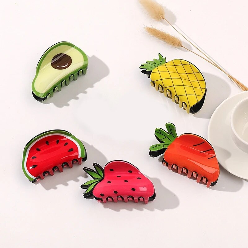 Jaunā Koreja Akrils Augļi Dārzeņi Zemenes Arbūzs Avokado Matu Spraudes Spīles Matu Grab Galvassega Sievietēm Meitenēm