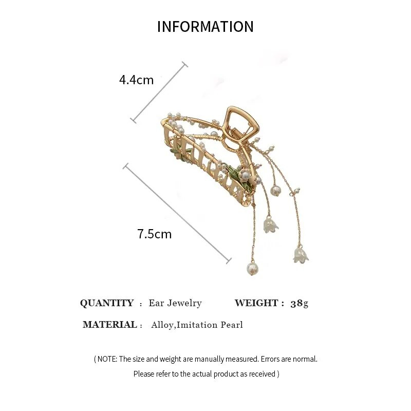 Pērļu imitācijas ziedu dekors, apburošs matu spīles sievietēm, meitenēm, liela izmēra zvana orhideja matu skavas, spīļu matu aksesuāri