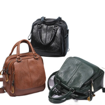 Модна универсална раница Дамски чанти за съхранение на пътнически стоки Многофункционални меки кожени чанти за през рамо Ретро ежедневни чанти