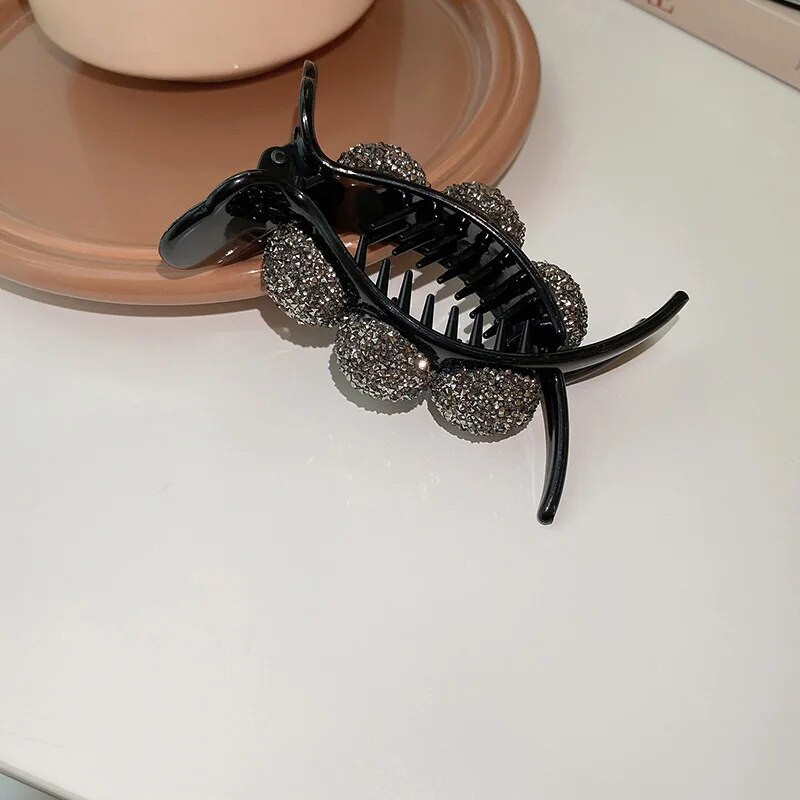 Pērļu ziedu matu tērpi sievietēm Bumbu galvas cirtaini mati Haizivs Rhinestone matu sprādze Augsta zirgaste Modes matu aksesuāri sievietēm